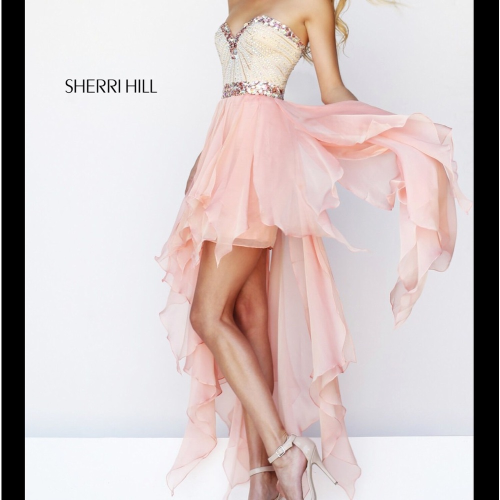 Pink Sherri Hill Fun Fashion High Low Dress
